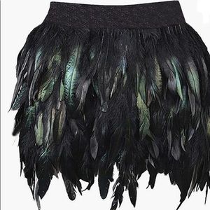 Miuco Womens Faux Feather A Line Mini Skirt